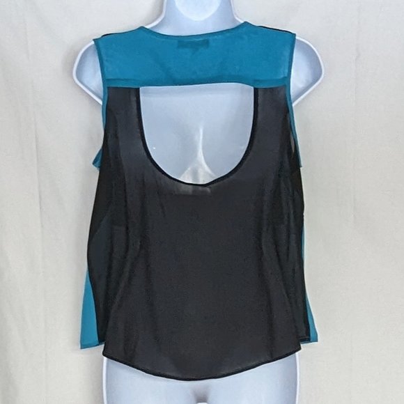 Cut-out sheer sleeveless v-neck blouse small GUC Material Girl - Picture 2 of 5